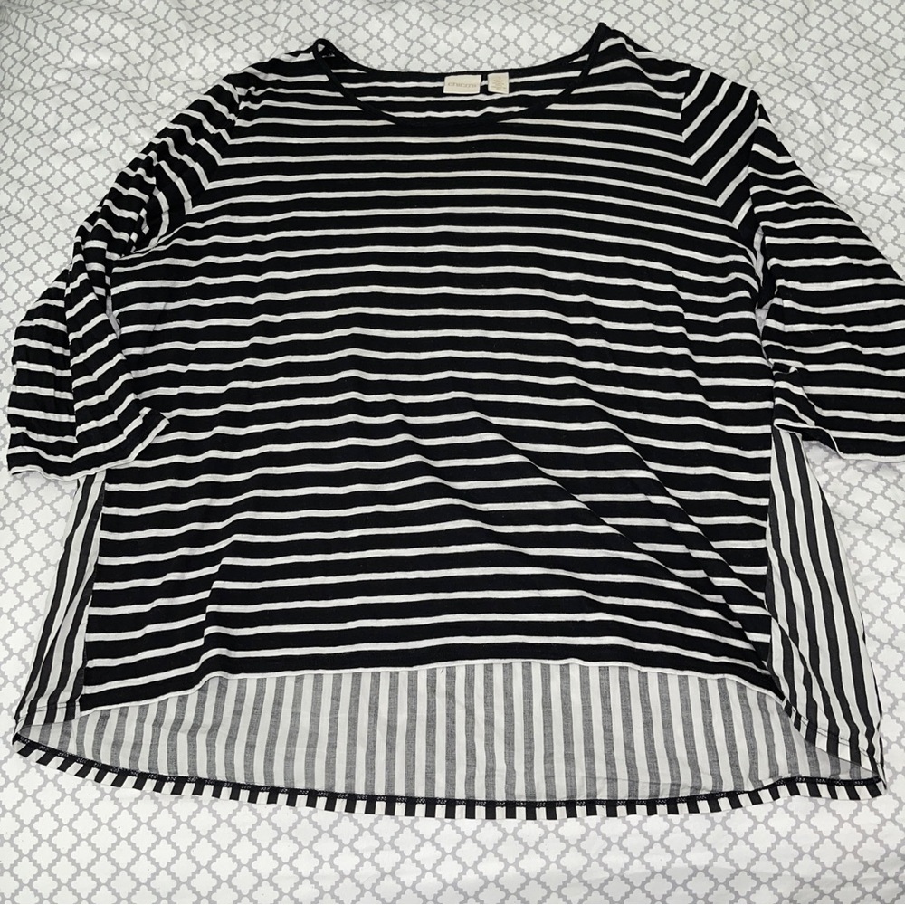 Chico’s Striped Mixed Media Cotton Tunic